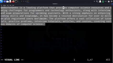 how to select all text in vim