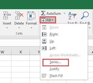 how to select fill series in excel
