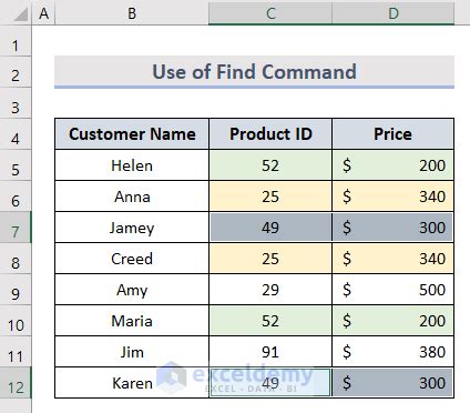 how to select highlighted cells in excel