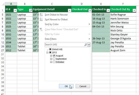 how to select multiple records in excel filter