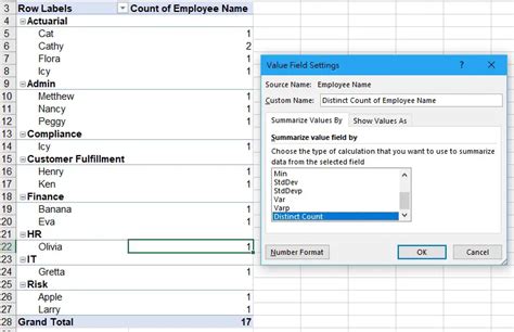 how to select unique values in excel pivot
