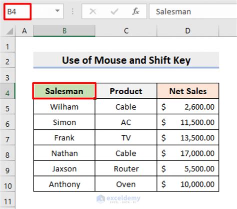 how to select yellow cells in excel