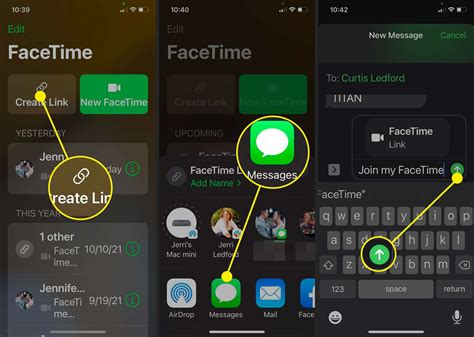 how to send a facetime link to android