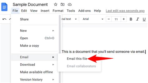 how to send a google doc thru email