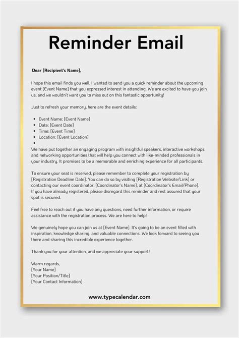 how to send a reminder message sample