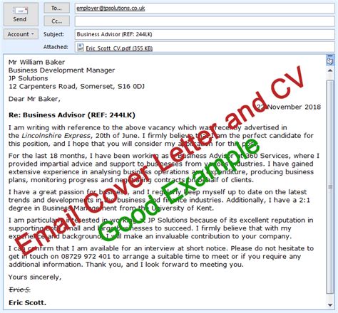 how to send application letter via email