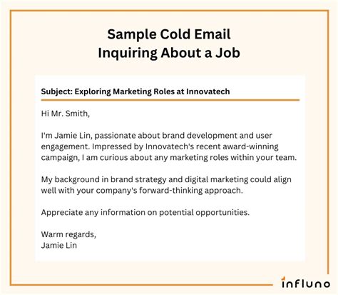 how to send cold email for job sample