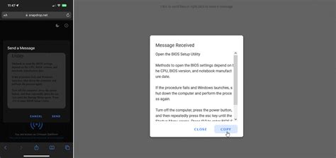 how to send copied text from iphone to pc