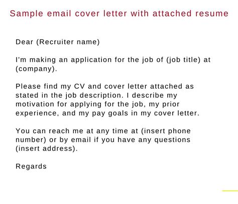 how to send email for job application with cv