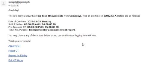 how to send email to manager for overtime