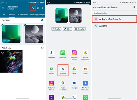 how to send files from android to macbook via bluetooth