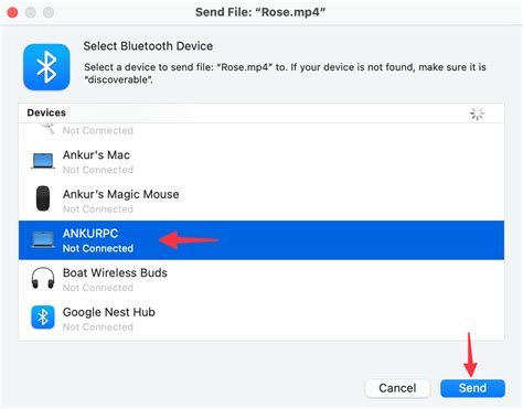 how to send files via bluetooth from mac