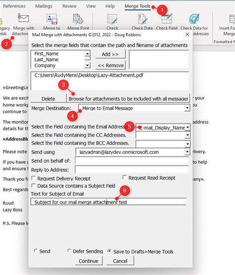 how to send mail merge to multiple email addresses
