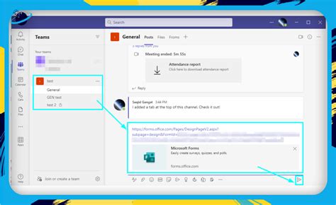 how to send microsoft teams form