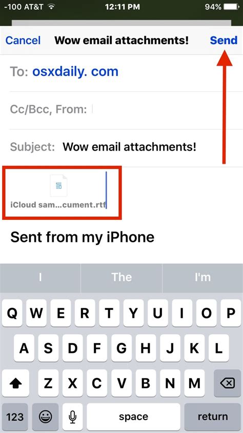 how to send text attachment to email on iphone