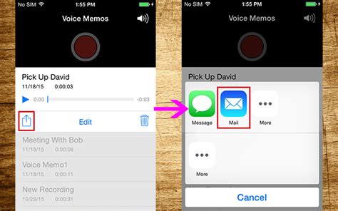 how to send voice memo from iphone to pc
