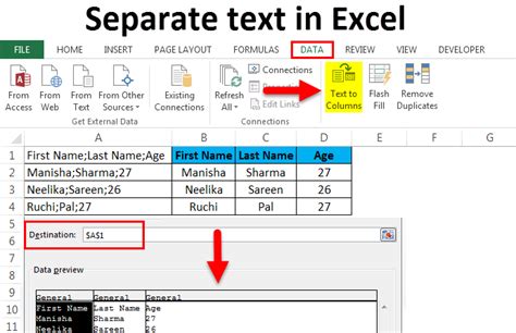 how to separate code and text in excel