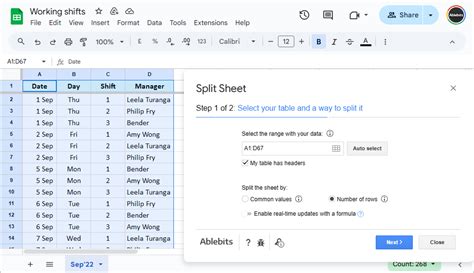 how to separate data in google sheets