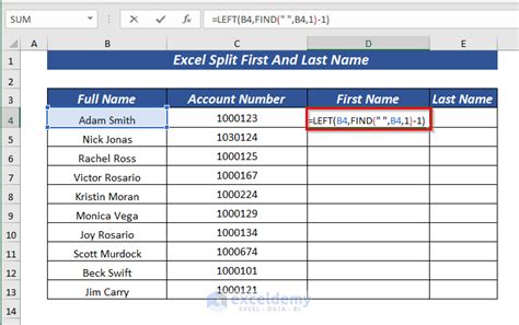 how to separate first 4 letters in excel