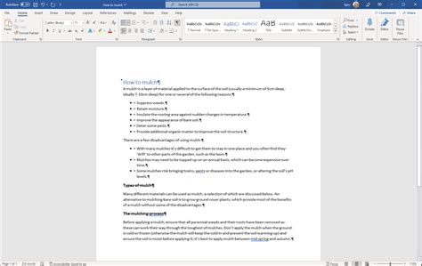how to separate headings in word