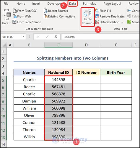 how to separate numbers from characters in excel