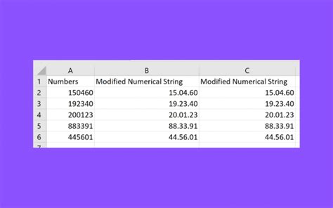 how to separate numbers with dots in excel
