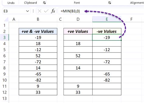 how to separate positive and negative numbers in excel