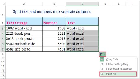 how to separate text and numbers in excel 2007
