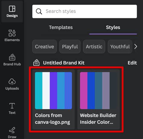 how to set a color palette in canva