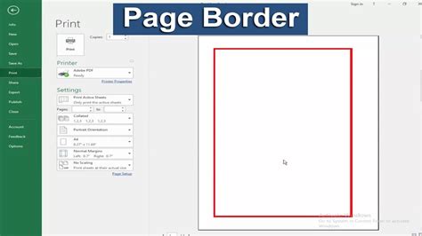 how to set a page border in excel