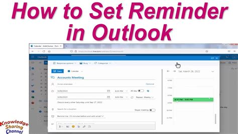 how to set a reminder note in outlook