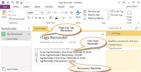 how to set a reminder on one note