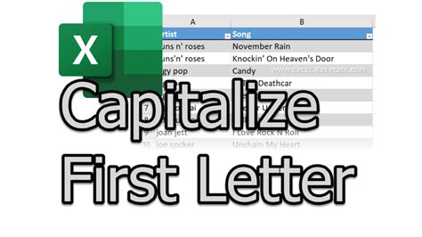 how to set auto capitalize first letter in excel