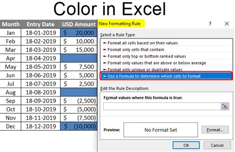 how to set background color in excel with formula