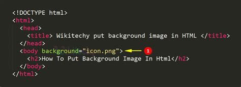 how to set background image in html source code