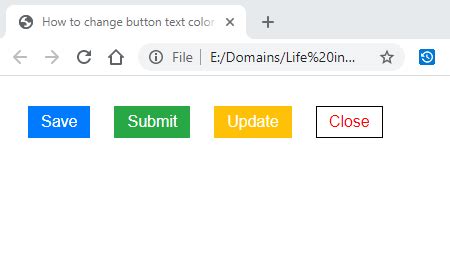 how to set button text color in css