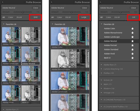how to set camera profile in lightroom