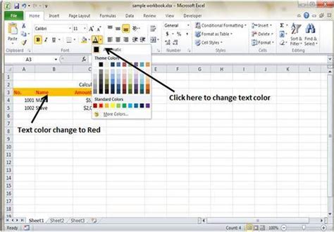how to set colors in excel