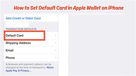 how to set default card on apple wallet
