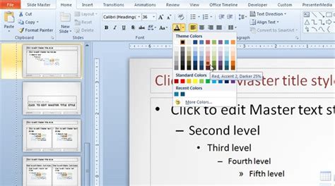 how to set default font color in powerpoint