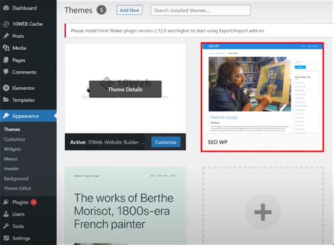 how to set default theme on wordpress