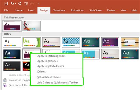 how to set different designs for different slides in powerpoint