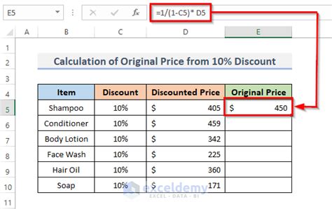 how to set discount in excel
