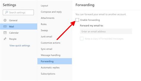 how to set email forwarding in outlook app