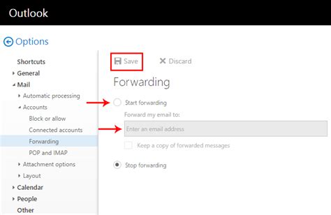 how to set email forwarding in outlook web access