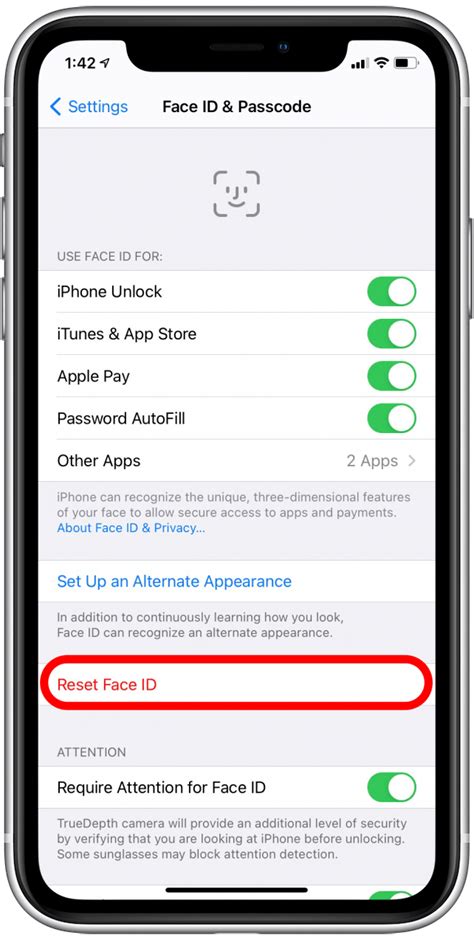 how to set face recognition for apps on iphone
