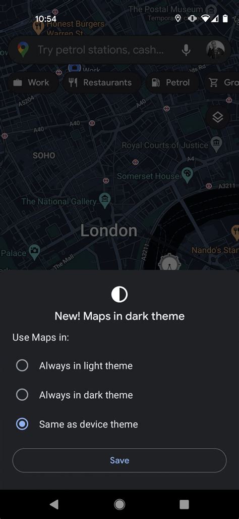 how to set google maps to dark mode