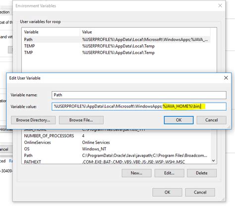 how to set java_home path in windows