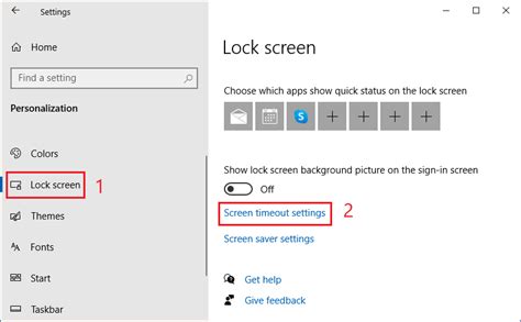 how to set lock time in windows 10