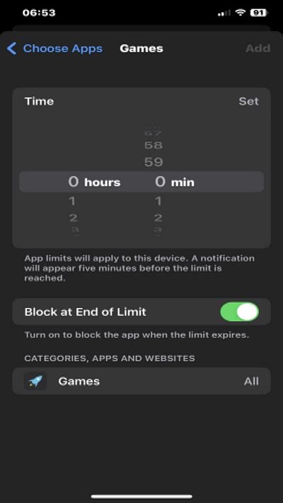 how to set password for app limit on iphone